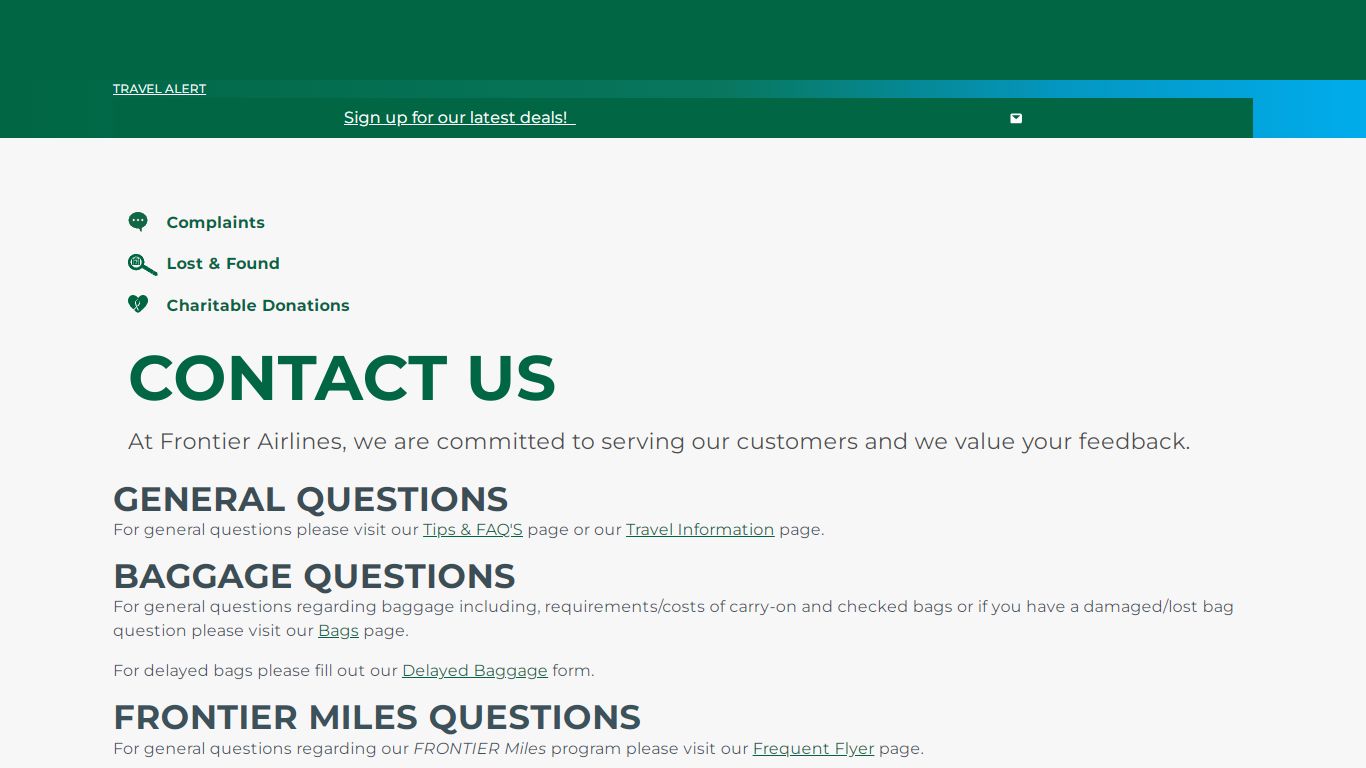 Contact Us | Frontier Airlines