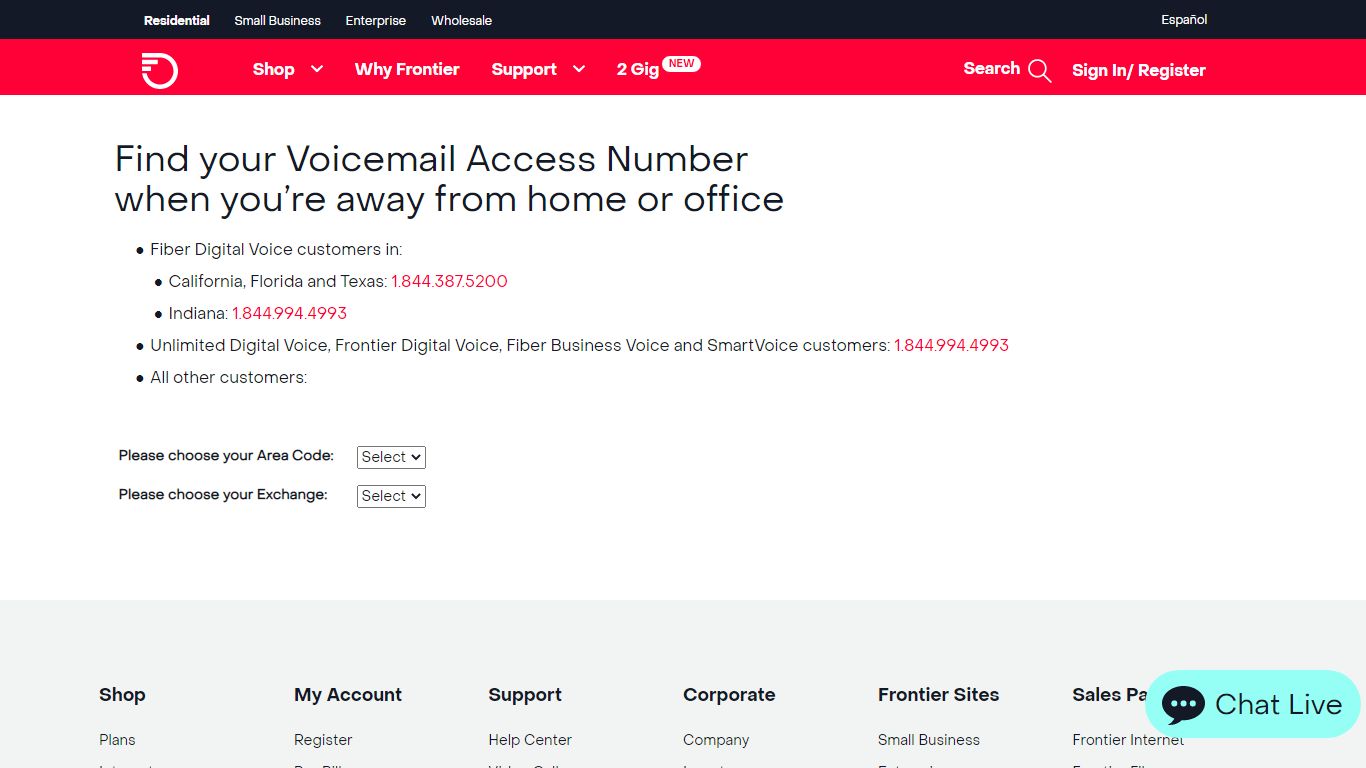 Your Voicemail Access Number | Frontier